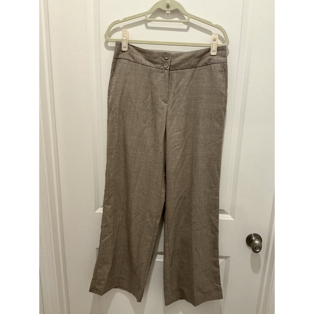 J. Jill Trousers 10 Tan With Sparkle Thread Wide Leg Mushroom Color NWT